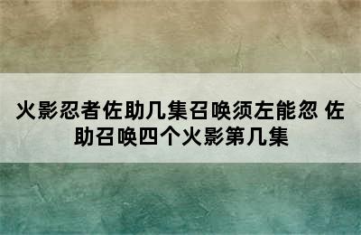 火影忍者佐助几集召唤须左能忽 佐助召唤四个火影第几集